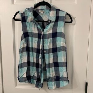 Croft&Barrow Sleeveless Collared Flannel Blouse